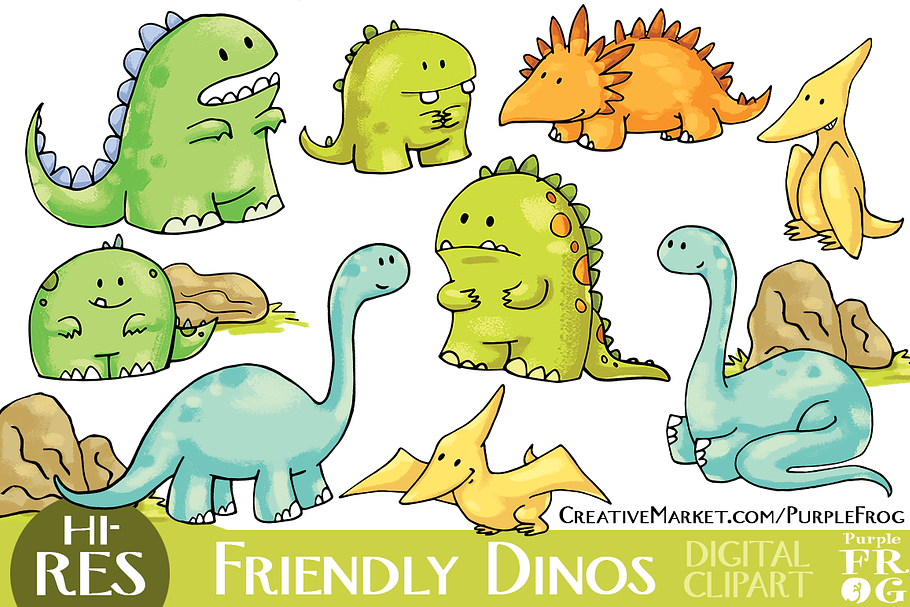 FRIENDLY DINOS - Digital Clipart in Illustrations - product preview 8