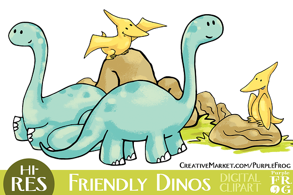 FRIENDLY DINOS - Digital Clipart in Illustrations - product preview 2