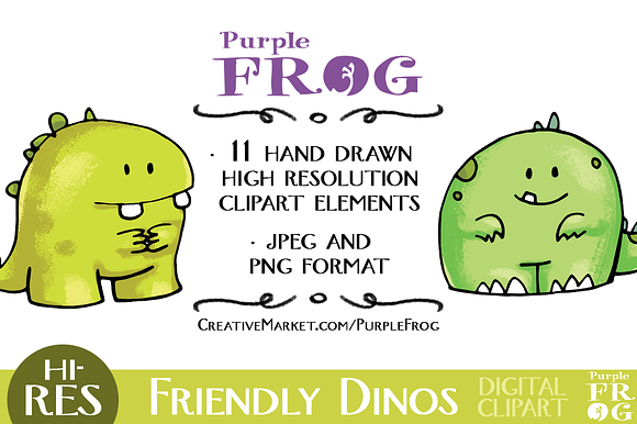 FRIENDLY DINOS - Digital Clipart in Illustrations - product preview 4