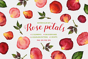 Floral watercolor rose petals