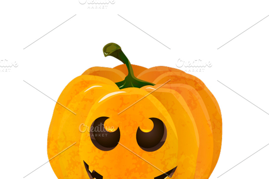 Cartoon halloween pumpkin on white in Objects - product preview 8