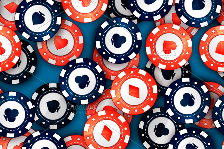 Red and blue casino chips pattern