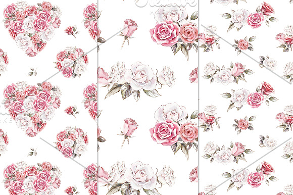 Vintage roses watercolor set in Graphics - product preview 1