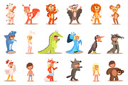 Girls and Boy in Animal Costumes