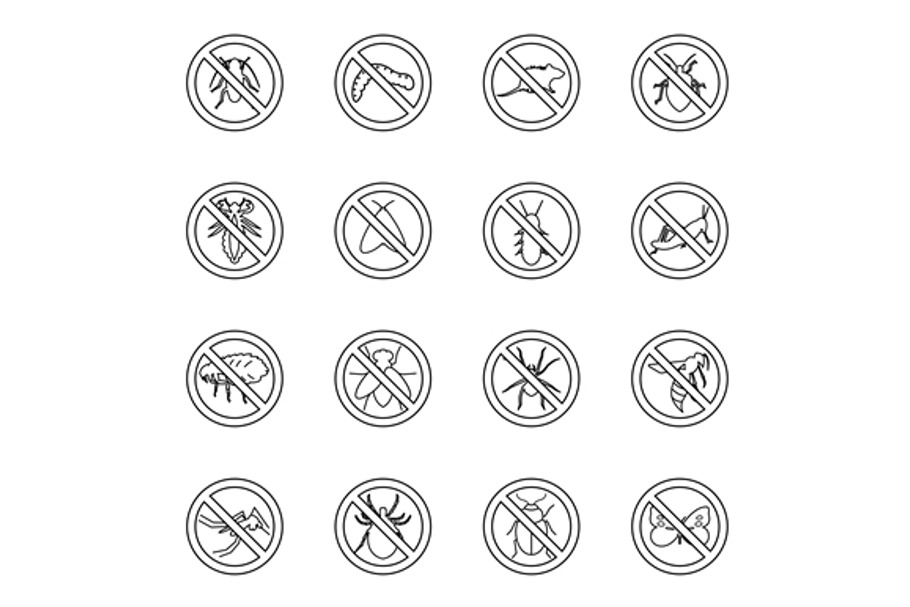 No insect sign icons set