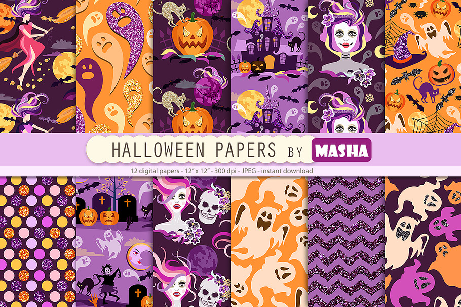 HALLOWEEN digital papers in Patterns - product preview 8
