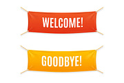 Welcome and Goodbye Banner. Vector