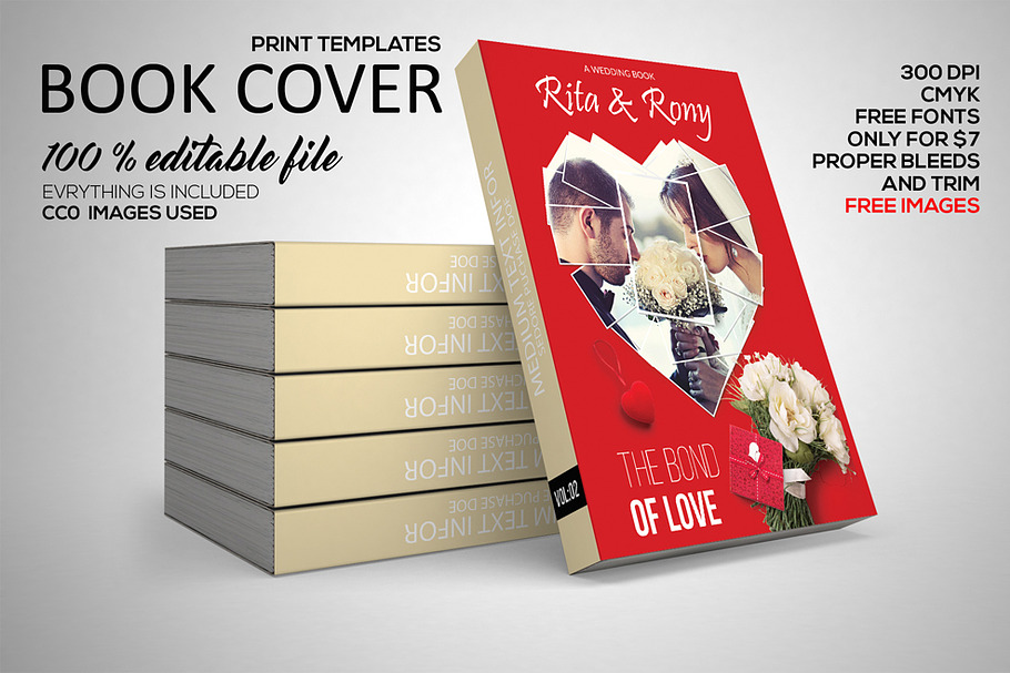Wedding Book Cover Print Template in Stationery Templates - product preview 8