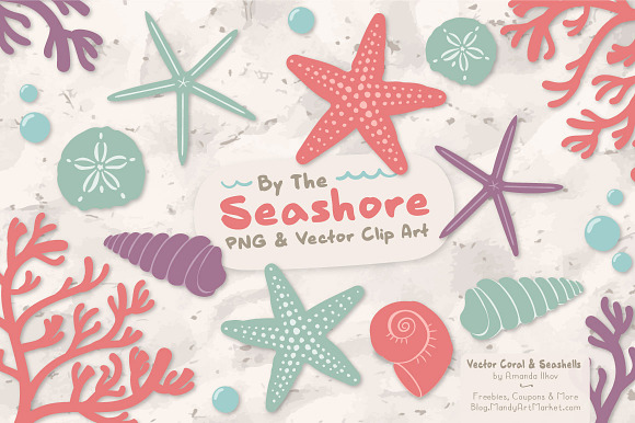 Seashells Clipart in Vintage Girl in Illustrations - product preview 1