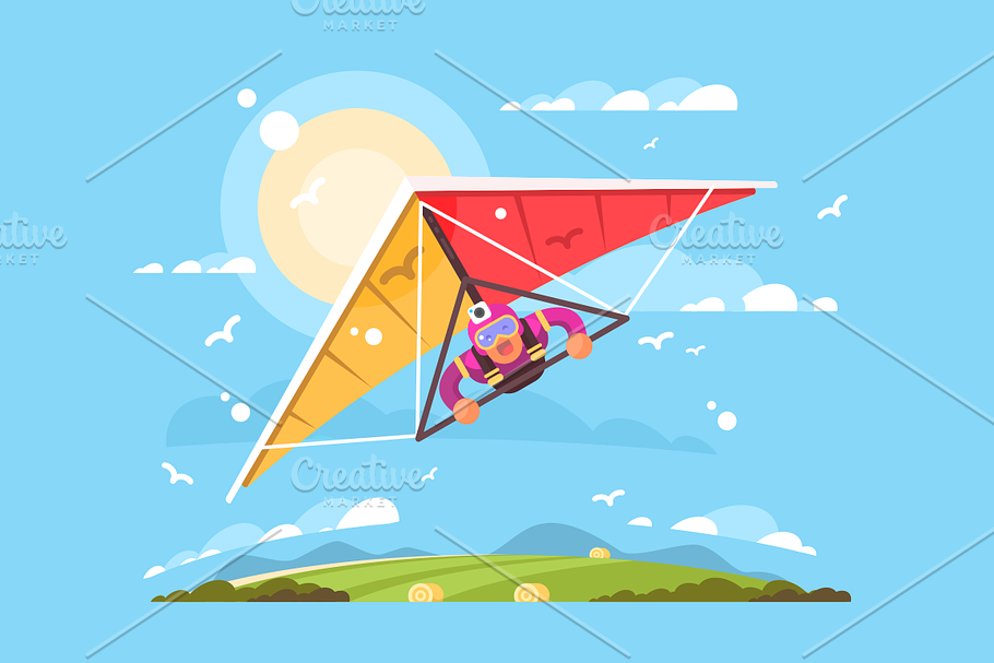 Man on a hang glider in Illustrations - product preview 8