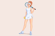 Girl with tennis racket and ball