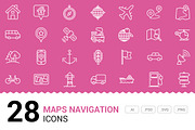 Maps Navigation - Vector Line Icons