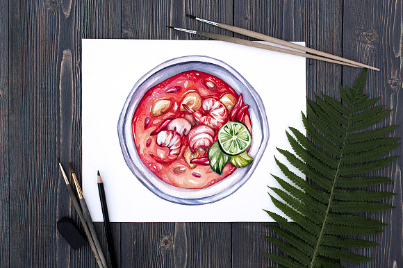Tom Yum Soup + Ingredients in Illustrations - product preview 1