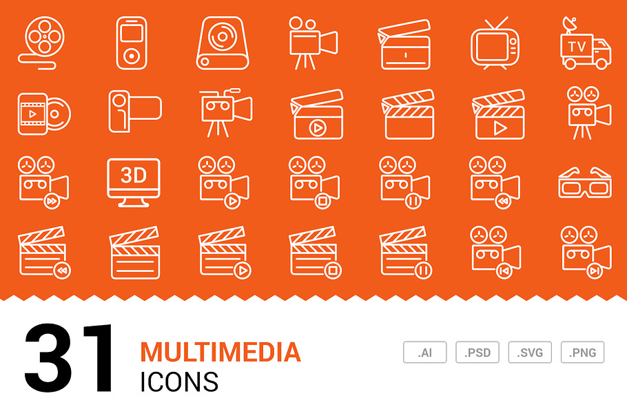 Multimedia - Vector Line Icons in Graphics - product preview 8
