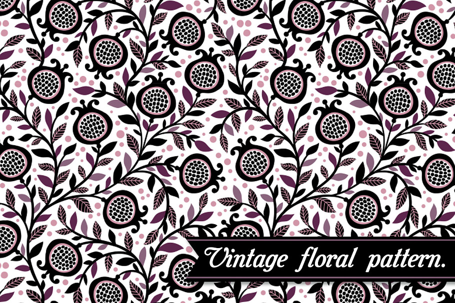 Vector pomegranate seamless patterns in Patterns - product preview 8