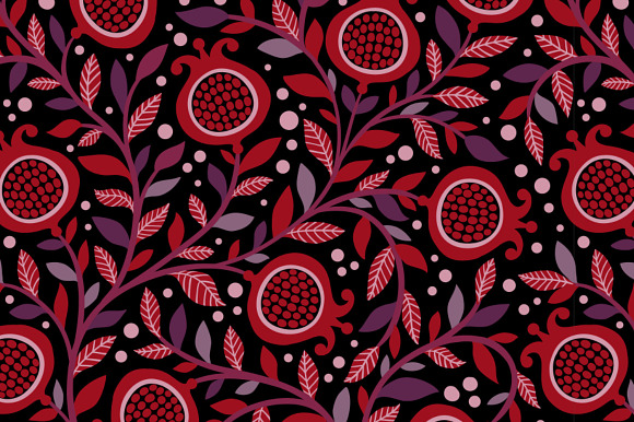 Vector pomegranate seamless patterns in Patterns - product preview 1