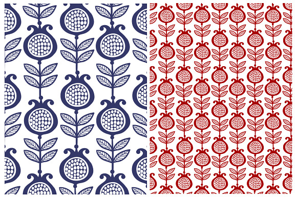 Vector pomegranate seamless patterns in Patterns - product preview 2