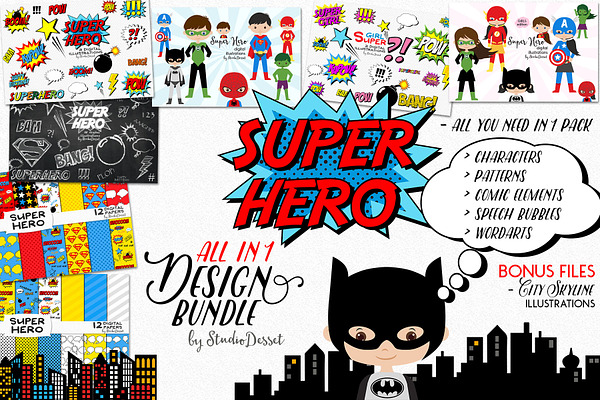 Super Hero Bundle +26 FREE Elements