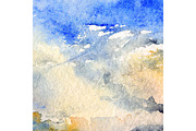 Watercolor sunset sky background