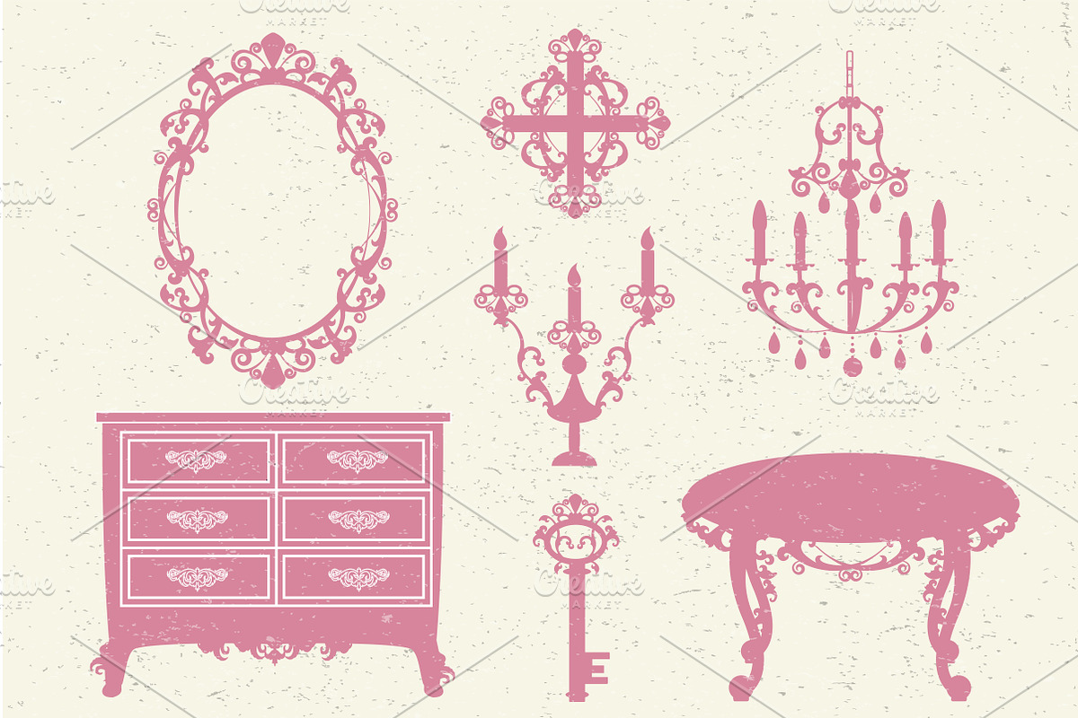 Baroque interior set in Illustrations - product preview 8