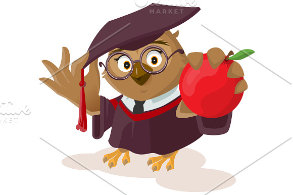 Set Owl teacher in Illustrations - product preview 2