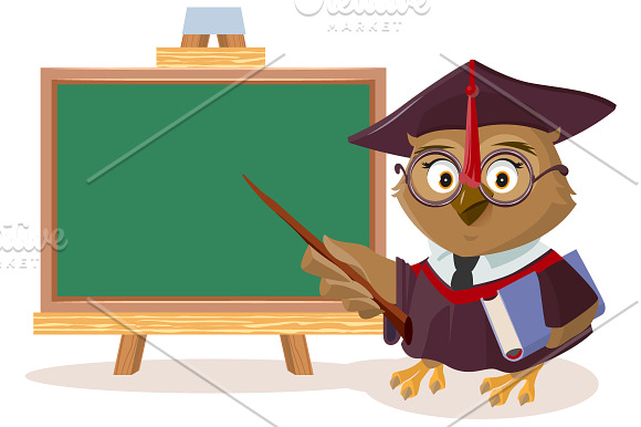 Set Owl teacher in Illustrations - product preview 6