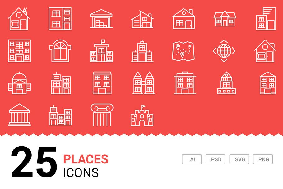 Places - Vector Line Icons in Graphics - product preview 8