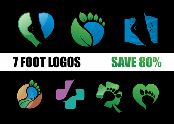 7 Foot Logos Collection in Logo Templates - product preview 1