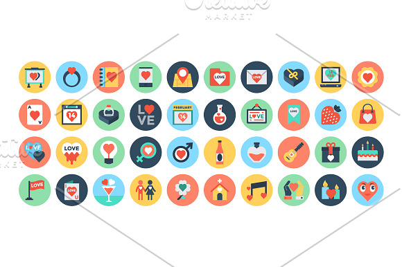 75+ Flat Love and Romance Icons in Graphics - product preview 1