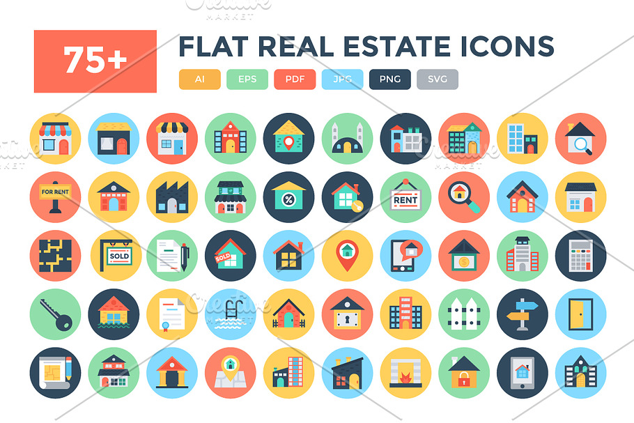 75+ Flat Real Estate Icons 