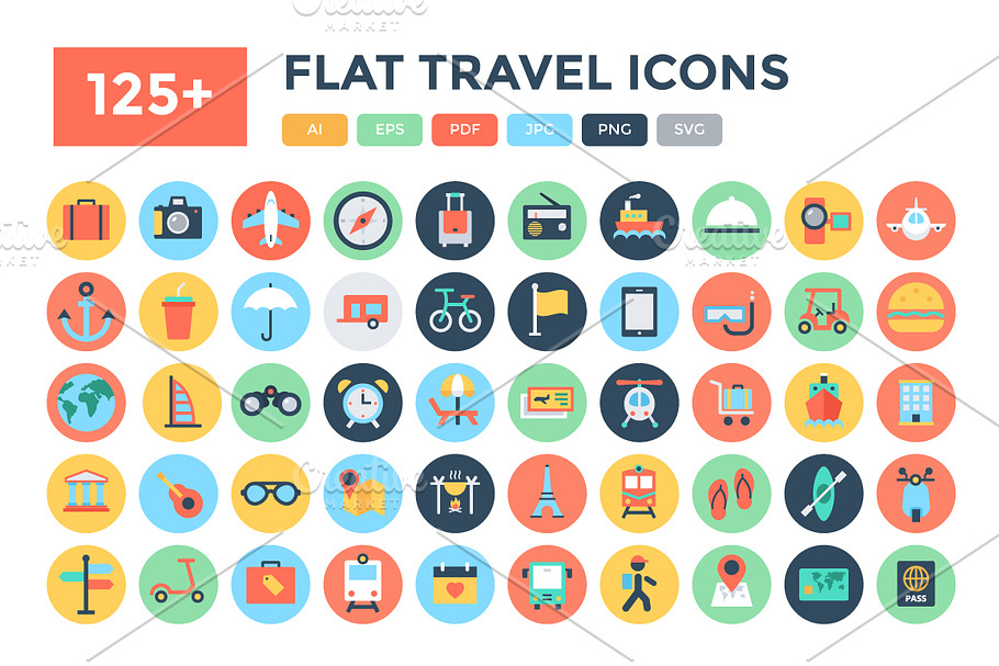 125+ Flat Travel Icons  in Travel Icons - product preview 8