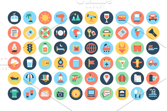 125+ Flat Travel Icons  in Travel Icons - product preview 1