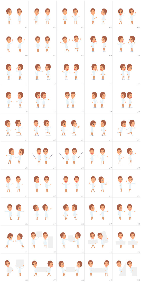 100 poses of character Nurse  in Illustrations - product preview 1