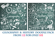 Geography & History chalk doodle pac