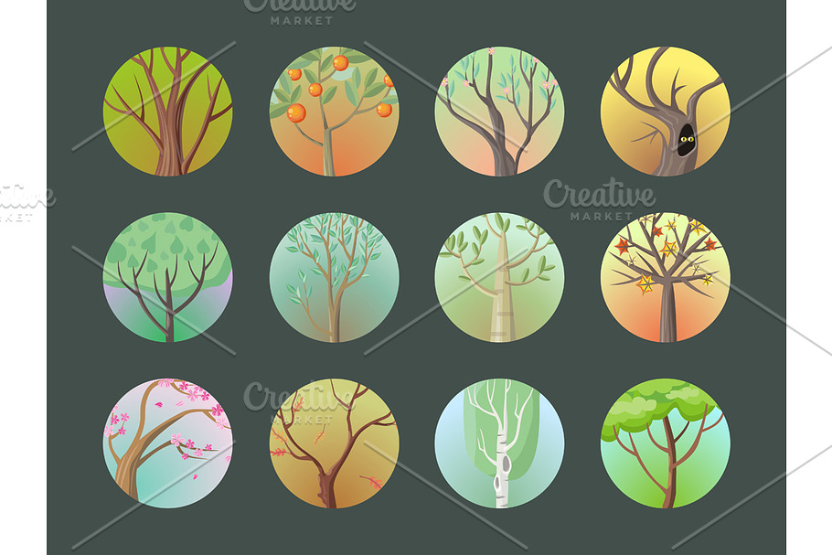 Vector Trees Set in Illustrations - product preview 8