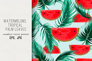 Watermelons,palm leaves pattern