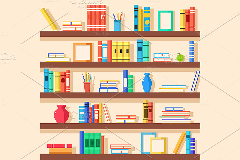 Books on bookshelves in Illustrations - product preview 8