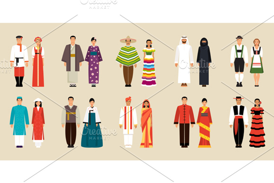Collection of national costumes in Illustrations - product preview 8