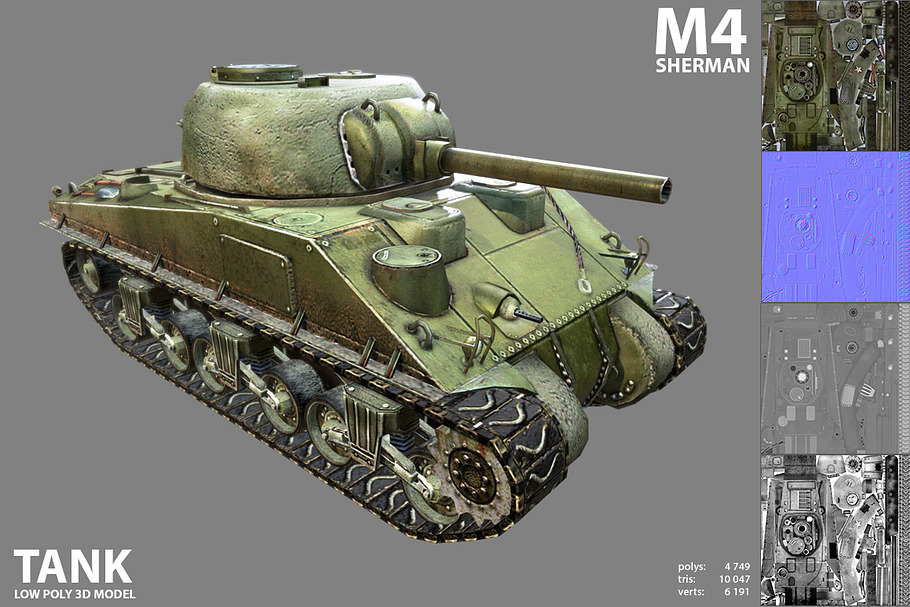 Sherman M4 Tank in Vehicles - product preview 8