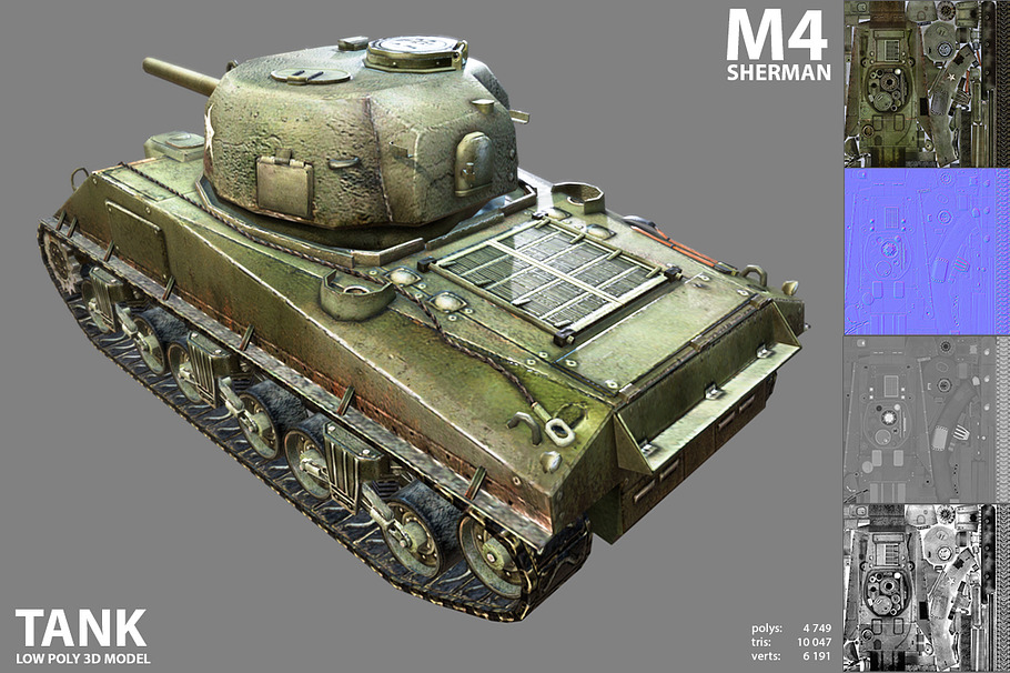 Sherman M4 Tank in Vehicles - product preview 2