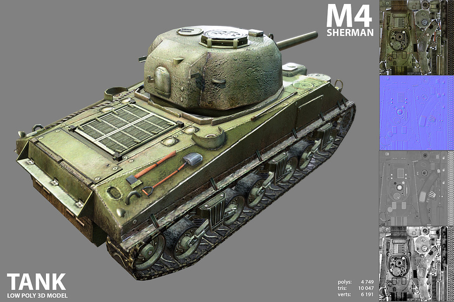 Sherman M4 Tank in Vehicles - product preview 3