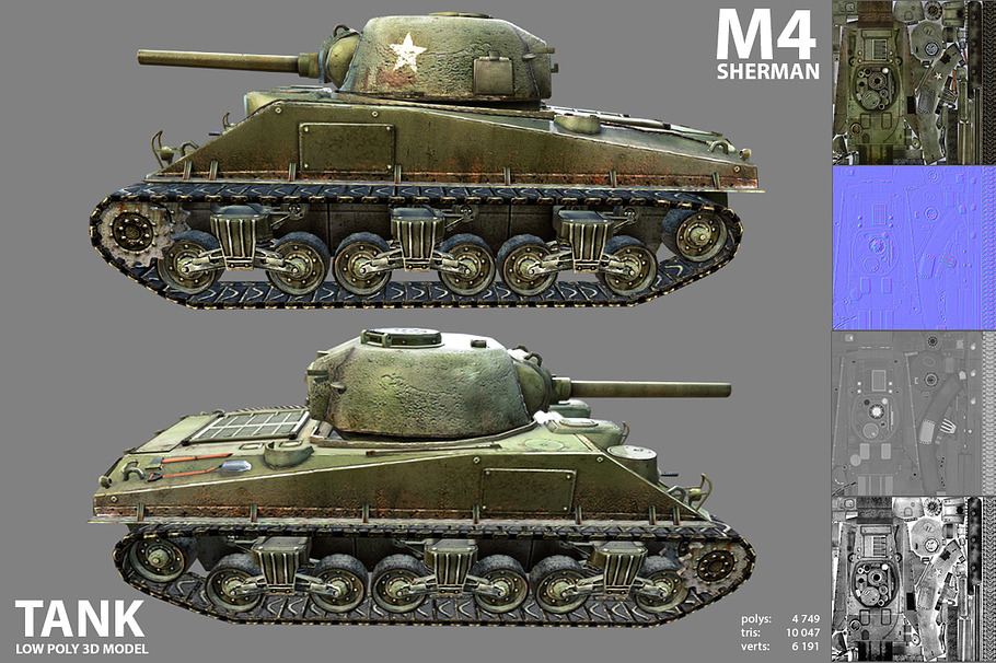 Sherman M4 Tank in Vehicles - product preview 4