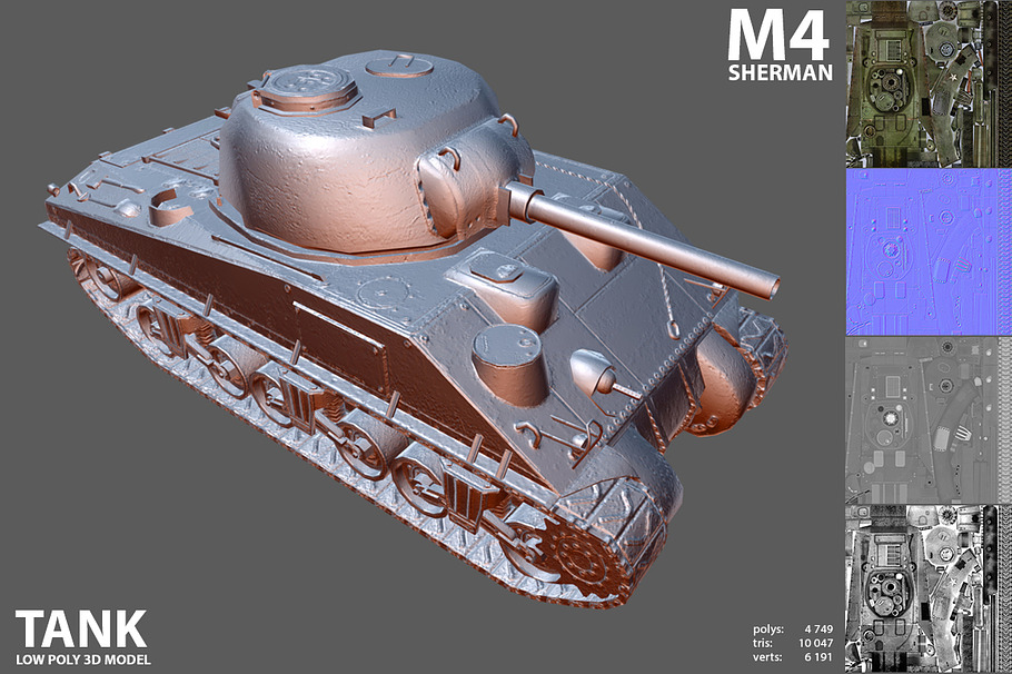 Sherman M4 Tank in Vehicles - product preview 5