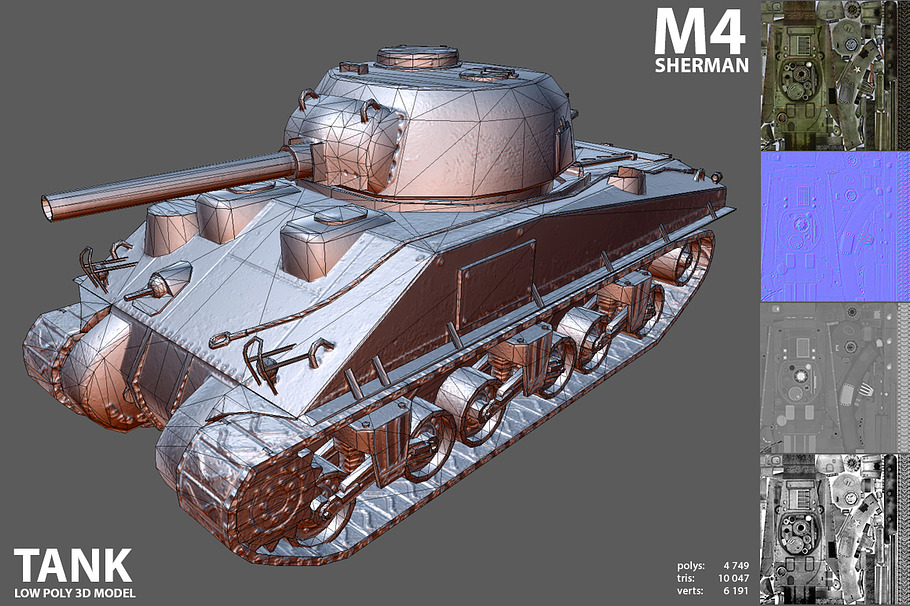 Sherman M4 Tank in Vehicles - product preview 6