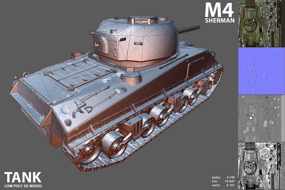 Sherman M4 Tank in Vehicles - product preview 7