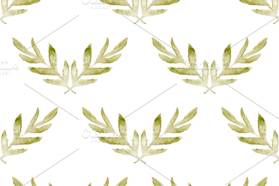 watercolor pattern with leaves in Patterns - product preview 8