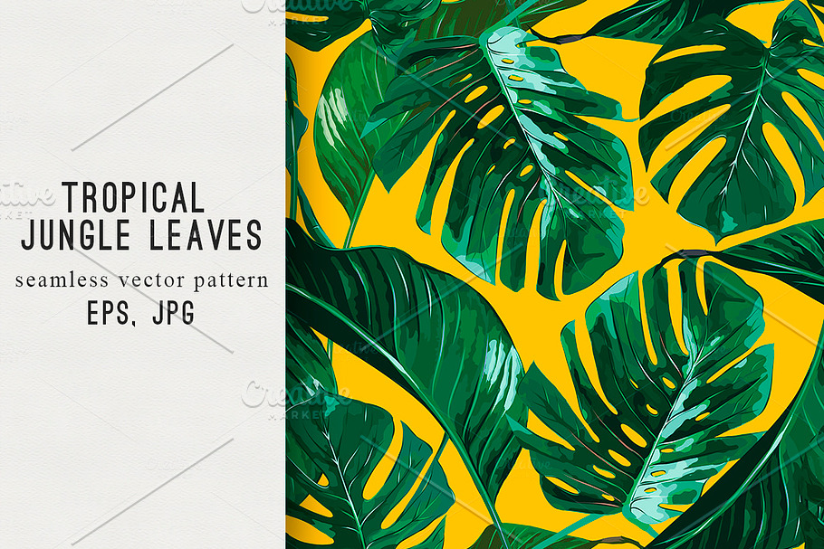 Tropical leaves vector pattern in Patterns - product preview 8