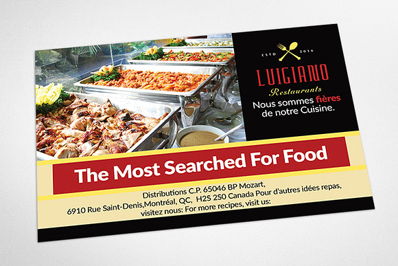 Restaurant Post Card in Postcard Templates - product preview 2
