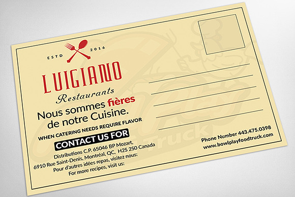 Restaurant Post Card in Postcard Templates - product preview 3