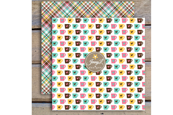 Coffee Donut Digital Papers Clipart in Patterns - product preview 2